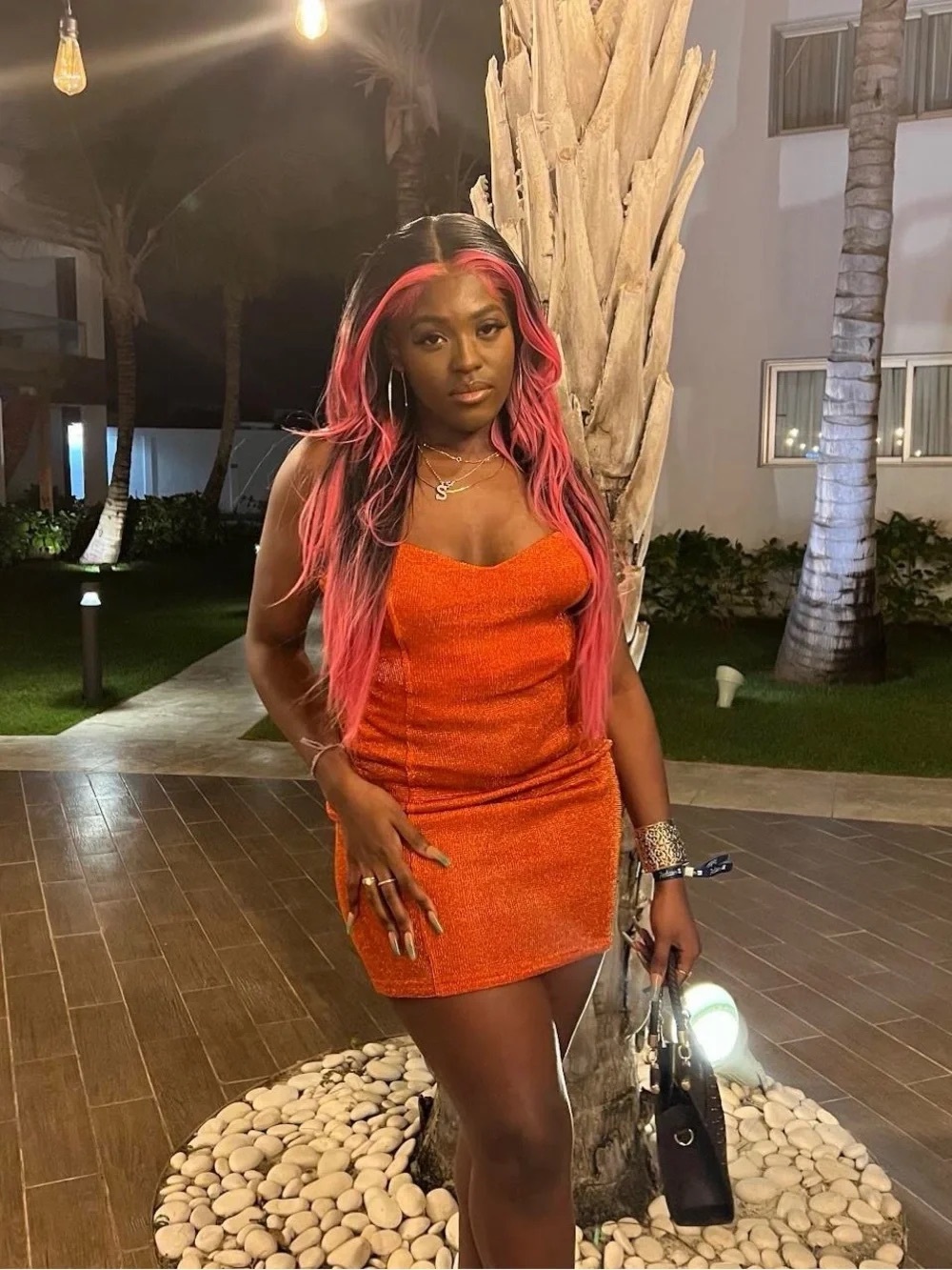 Shimmering Orange Mini Bodycon Dress